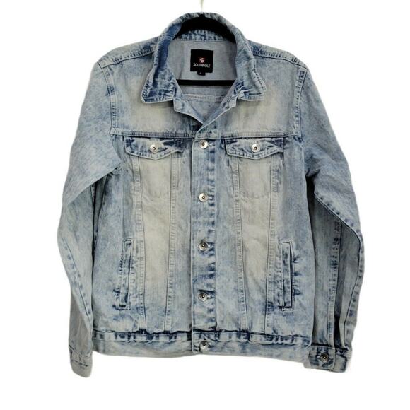 Southpole Other - Southpole Men's Acid Wash Light Wash Denim Button Front Jean Jacket